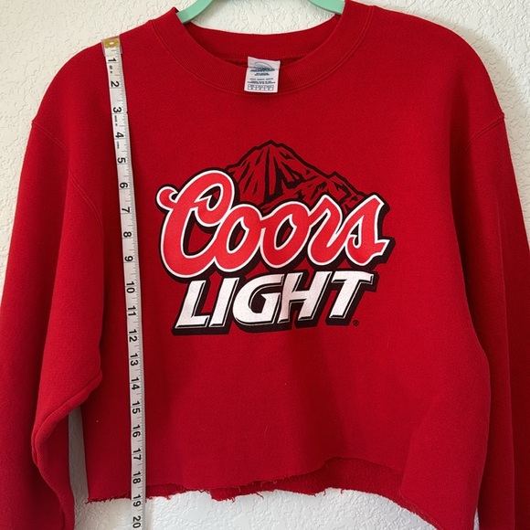 Red Coors Light Cropped Crewneck Sweatshirt - Picture 4 of 4